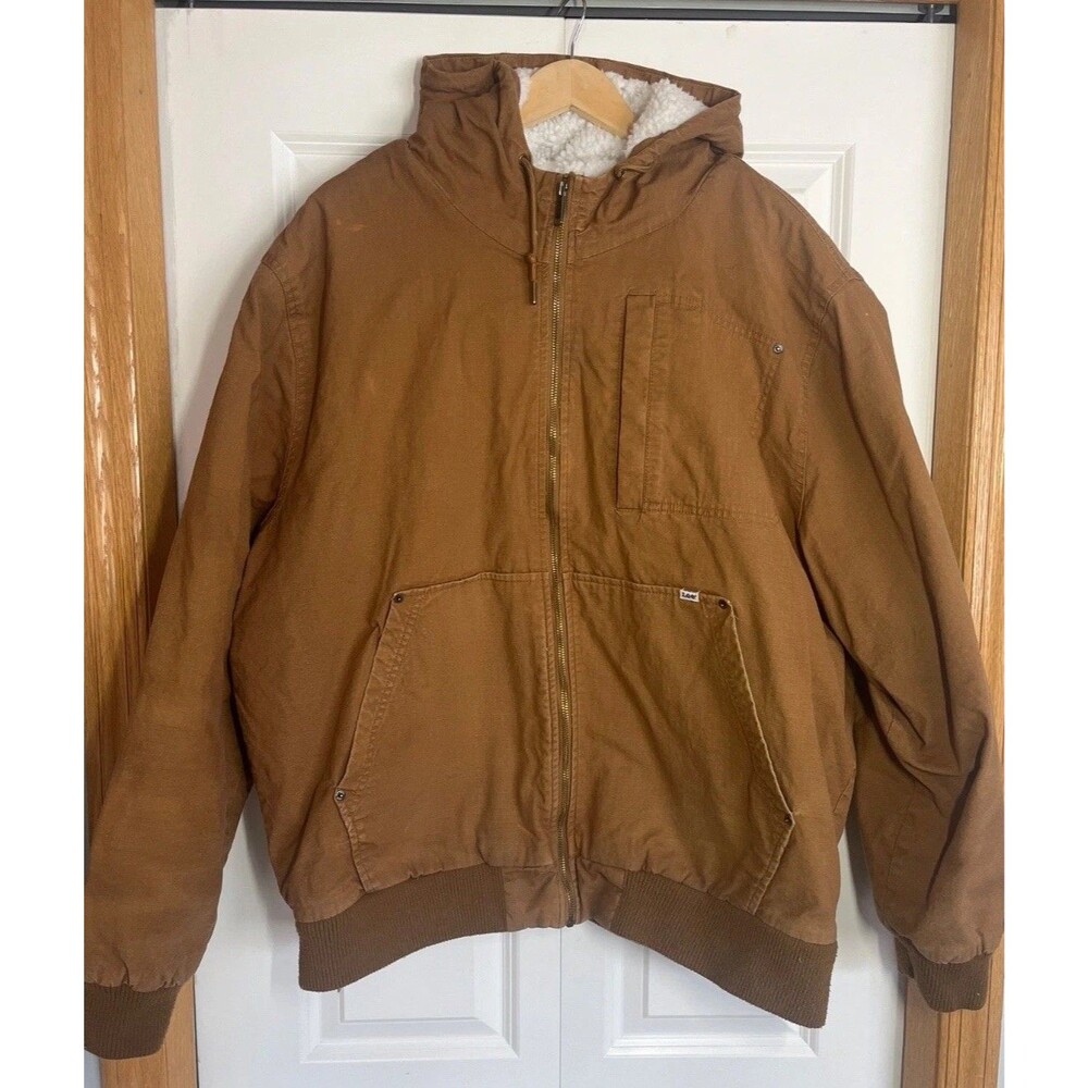 Lee Workwear Bomber Jacket Sherpa Lined Brown Tobacco Men’s XXL FLAW
